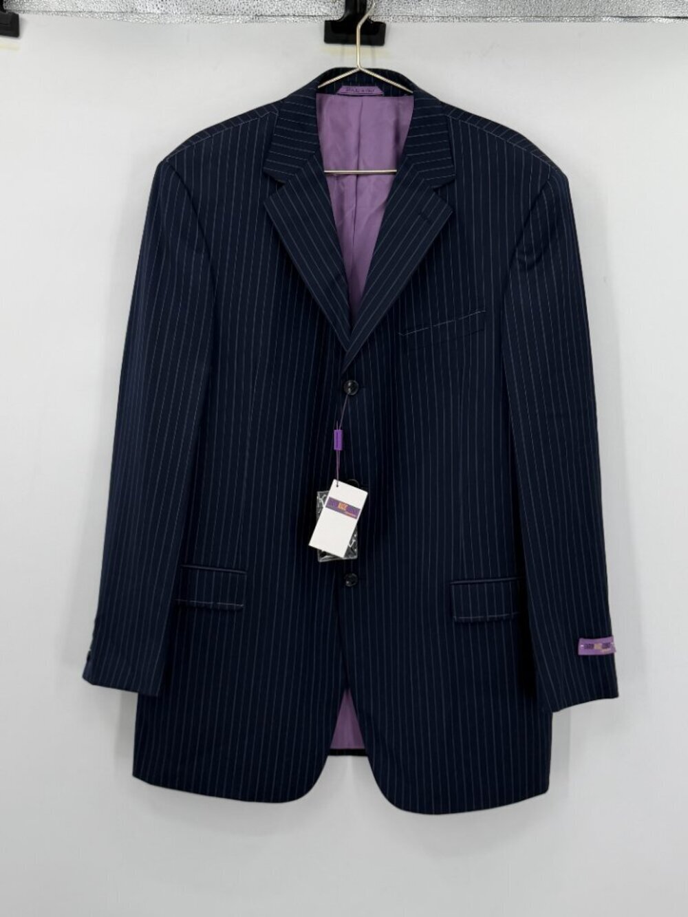 Magic Johnson Signature Italian Wool Super 120’s Pinstripe Blazer 46L Mens NWT